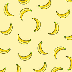 Obraz na płótnie Canvas Banana seamless yellow pattern. cute banana pattern background. for fruit background