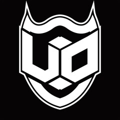 UD Logo monogram design isolated with shield shape design template