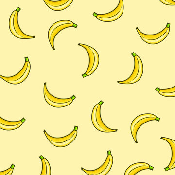 Banana seamless yellow pattern. cute banana pattern background. for fruit background