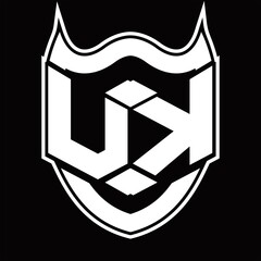 UK Logo monogram design isolated with shield shape design template