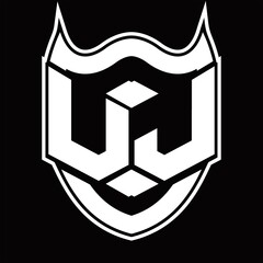 UJ Logo monogram design isolated with shield shape design template