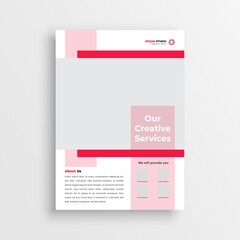 Flyer brochure design, business cover size A4 template, geometric rhombus red color