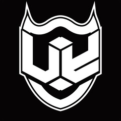 UY Logo monogram design isolated with shield shape design template