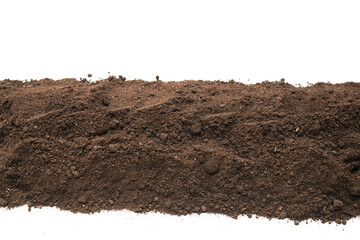 Black land for plant isolated on white background. Frame.