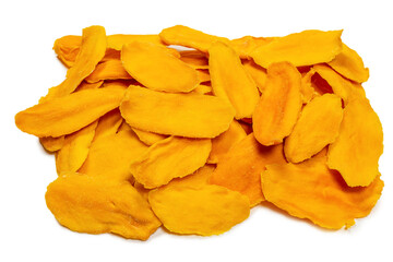 Dry sugar mango slices as a background.