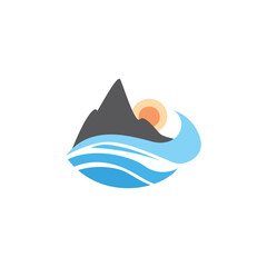 Fototapeta premium landscape illustration summer logo sea mountain pattern color design