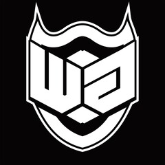 WG Logo monogram design isolated with shield shape design template