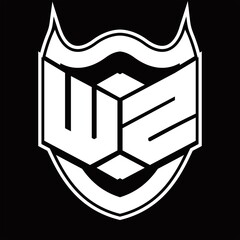 WZ Logo monogram design isolated with shield shape design template