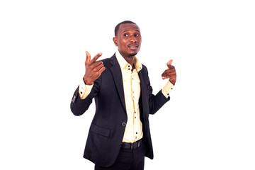 young businessman in a meeting presenting the project on a whiteboard smiling.