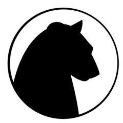 fossa head, vector illustration,  black silhouette ,front