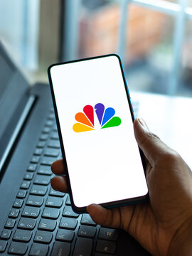 Assam, India - June 21, 2021 : Cnbc Tv Logo On Phone Screen Stock Image.