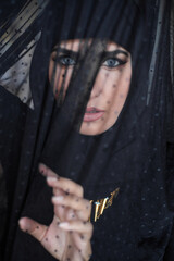 European woman portrait in black