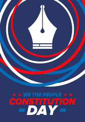 Fototapeta na wymiar Constitution Day in United States. Holiday, celebrate annual in September 17. Citizenship Day. American Day. We the People. Patriotic american elements. Poster, card, banner, background. Vector