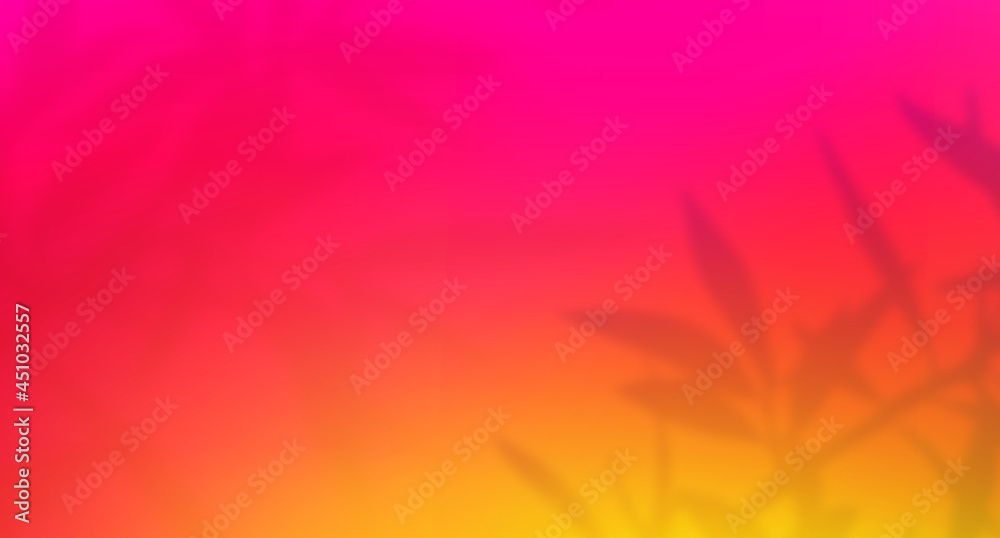 Poster trendy vintage sunset gradient background with leaves silhouettes. abstract vector bg with blurred l