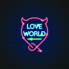 Obraz premium Abstract Sex Shop Love World Neon Light Electric Lamp Background Vector Design Style Signage Advertising Design Template Logo Logotype Symbol Sign