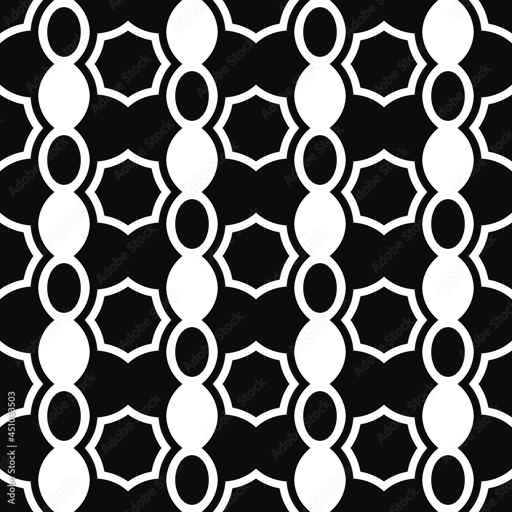 Poster ovals and web ornament. repeated shapes pattern. vector seamless black shapes.