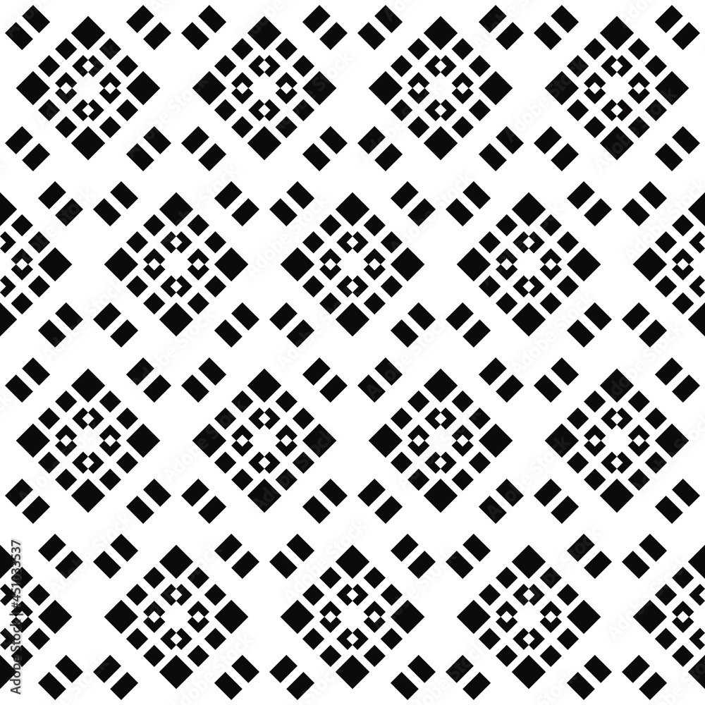 Poster diagonal ornamental squares or rhombs make repeated monotone ornament.