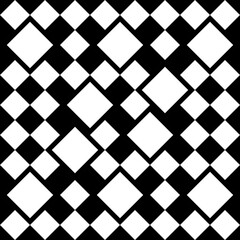White squares and black background. Vector repeated checker ornament. Abstract and decor checker rhombs.