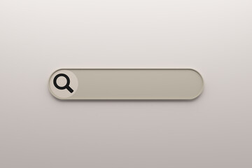 brown minimal blank search bar on beige background. web search concept. 3d rendering