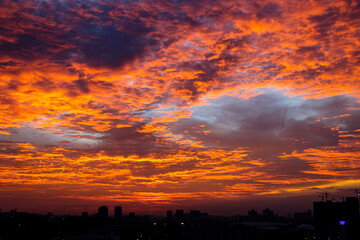 sunset over the city
