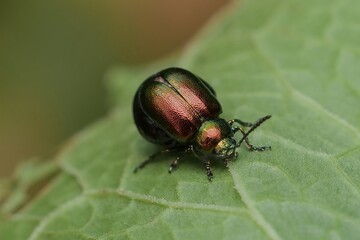 Green Dock Beetle on a leaf