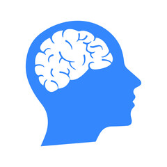 Brain, mind, head icon. Blue color design.