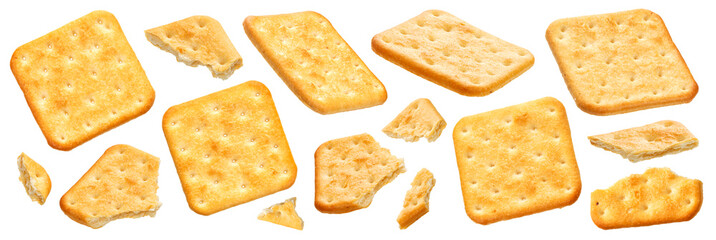 Crackers isolated on white background with clipping path
