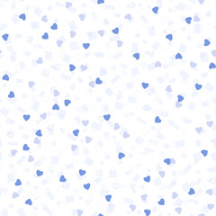 Heart seamless pattern. Blue children's drawing from hearts. For kids prints, textiles, bed linen. Modern, trendy geometricValentine's Day pattern. Romantic, casual for the holiday.Vector illustration