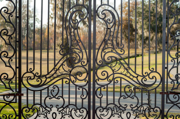 Decorative estate entry gates detail
