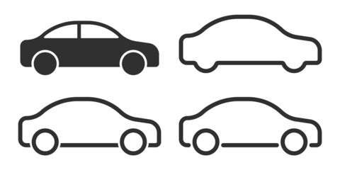 Car icon set in linear style. Transport symbol. Vector illustration. - obrazy, fototapety, plakaty