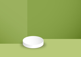Abstract round pedestal podium with green background