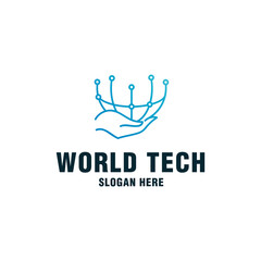 World technology care logo template on modern style 