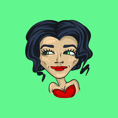 flirtatious girl in a red dress