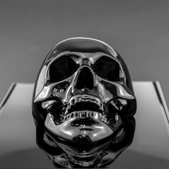 Fototapeta premium Glossy black skull bottom view