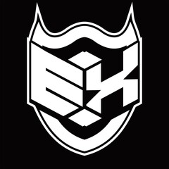 EX Logo monogram design isolated with shield shape design template