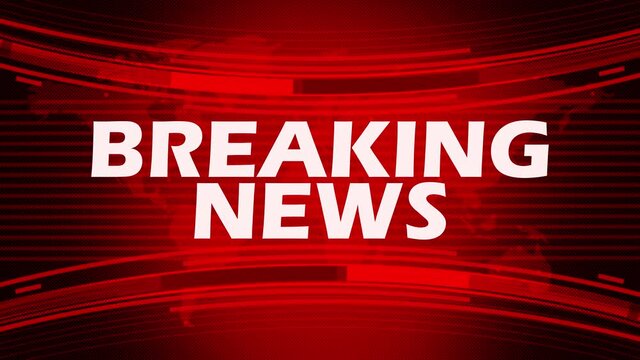 Red breaking news background animation with world map and digital curved lines 