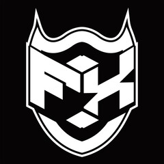 FX Logo monogram design isolated with shield shape design template