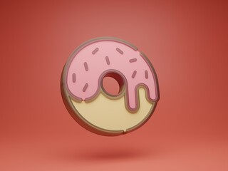 3D donut illustration flat design