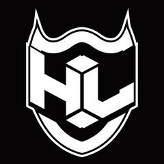 HL Logo monogram design isolated with shield shape design template