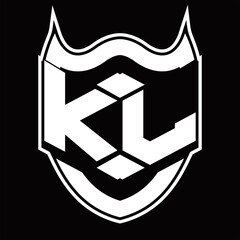 KL Logo monogram design isolated with shield shape design template