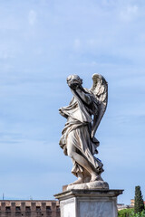 Fototapeta na wymiar statue at Aelian bridge also known unter name bridge of the holy angels which lead to the castel sant' Angelo, the castle of the holy angel