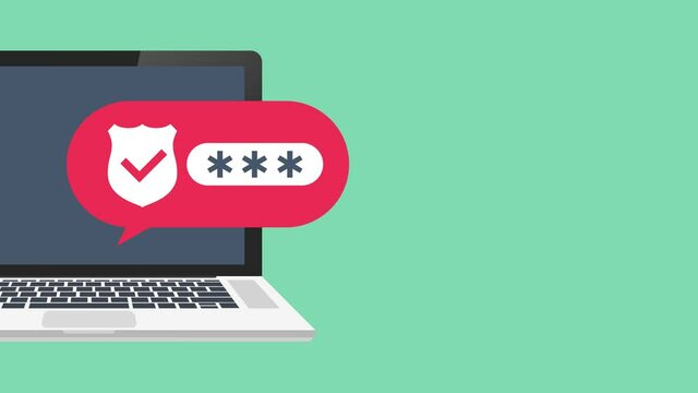 Two step authentication illustration, flat cartoon smartphone and computer safety login or signin. Motion graphics.