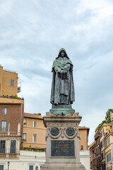 Fototapeta na wymiar Giordano Bruno in Rome, the philosopher and the inquisition at Campo de' Fiori, Rome