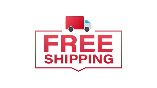 Free shipping concept. Delivery truck transporting a cardboard package. Motion graphics.