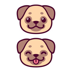 Cute cartoon pug face