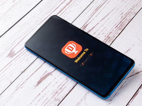 Assam, india - August 13, 2020 : Dream11 a fantasy app logo on phone screen.