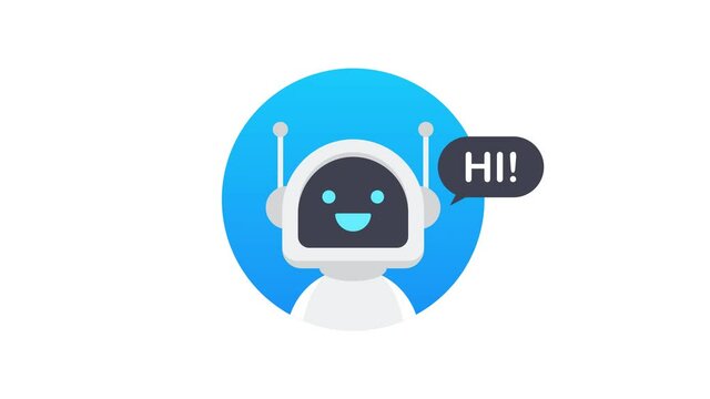 Chat Bot Using Laptop Computer, Robot Virtual Assistance Of Website Or Mobile Applications. Voice support service bot. Online support bot. Motion graphics.