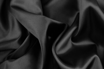 Fototapeta na wymiar Black silk fabric