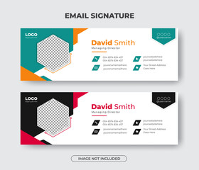 Creative modern business email signature template design or email footer and personal social media banner Premium Vector