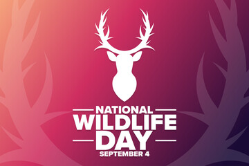National Wildlife Day. September 4. Holiday concept. Template for background, banner, card, poster with text inscription. Vector EPS10 illustration.